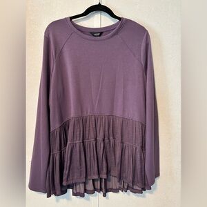 Simply Vera Vera Wang | Lavender Tiered Long Sleeve Top | Size XL